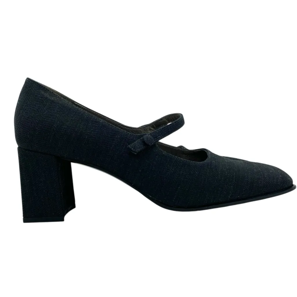 Enzo Angiolini Women's Textured Block Heel Mary Jane Black Leather Pump Heels - Image 6