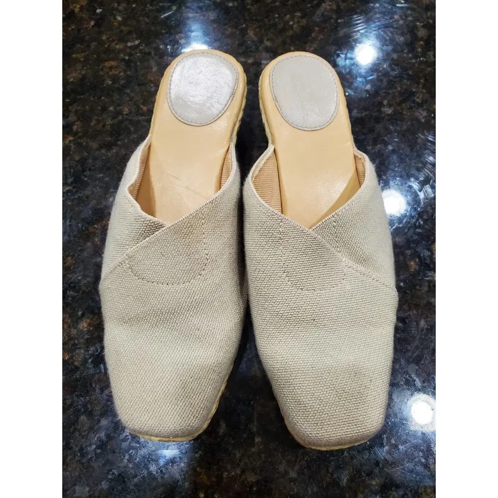 LifeStride Women s Beige Linen Low Heel Slip On Clogs Slipper Size 6 - Image 3