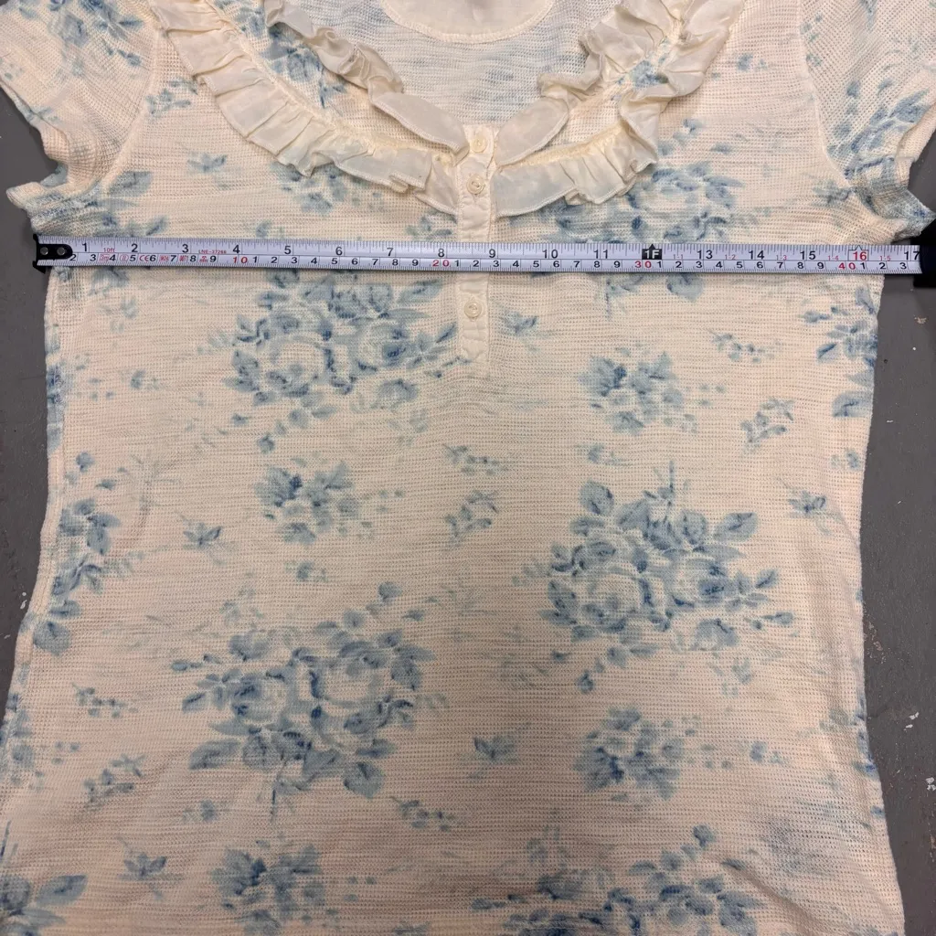 Lauren Jeans Co Ralph Lauren floral waffle knit thermal coquette top Small - Image 5