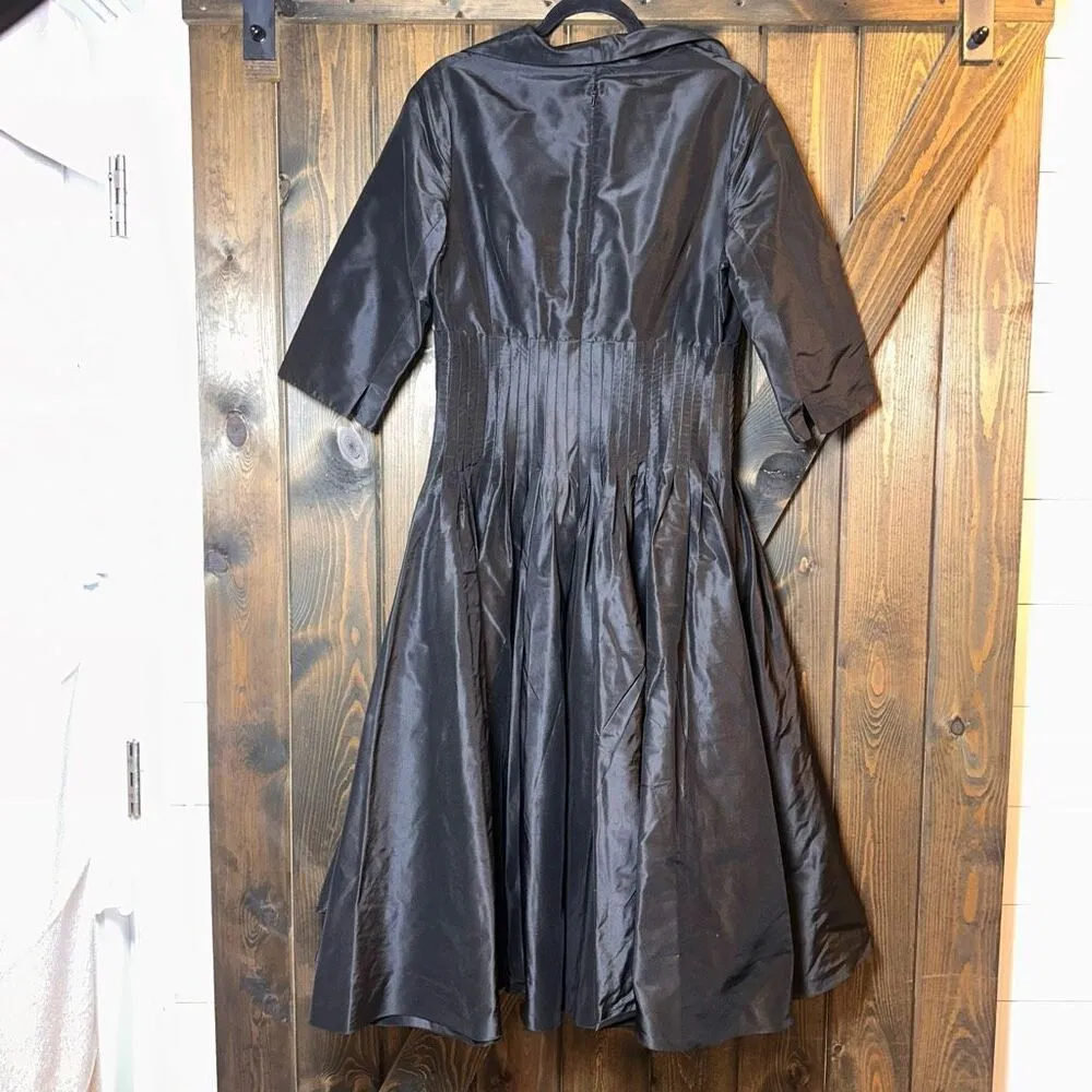 Rickie Freeman Teri Jon Cocktail Retro Fit & Flare Dress Black Size 14 - Image 2