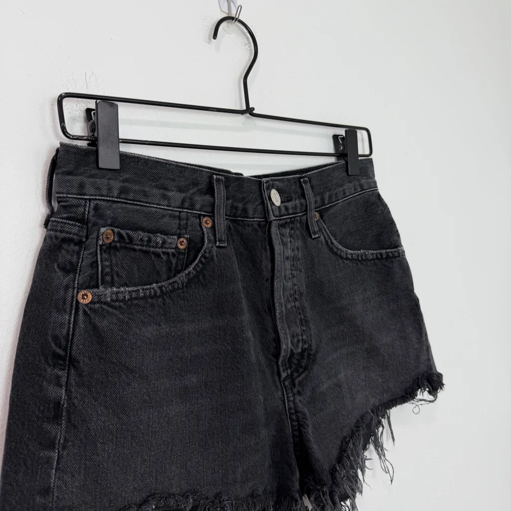 Agolde Parker Vintage Cut Off Short Crash Black size 24 - Image 4