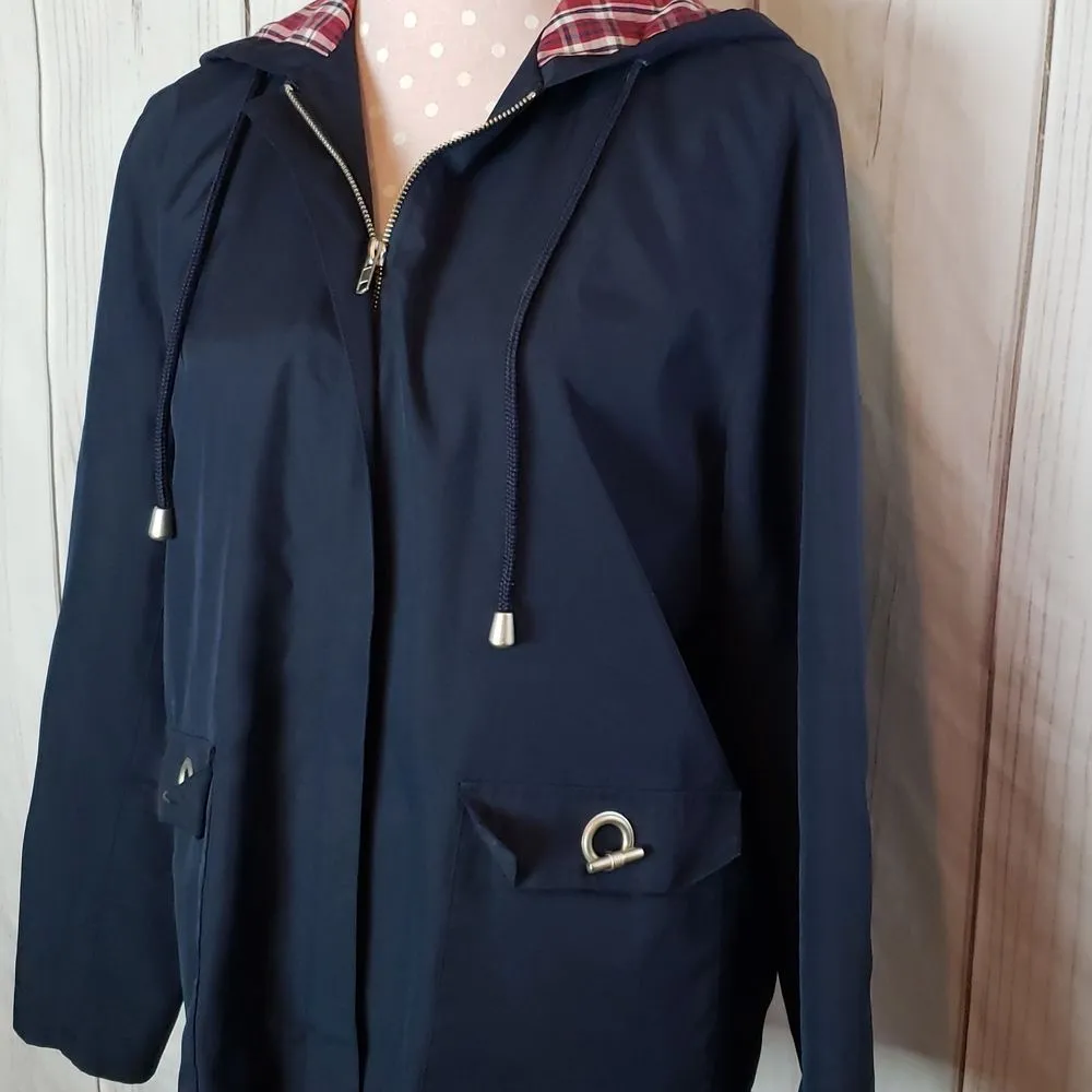 Casual Corner Annex Windbreaker Attached Hood Black Size Medium - Image 2