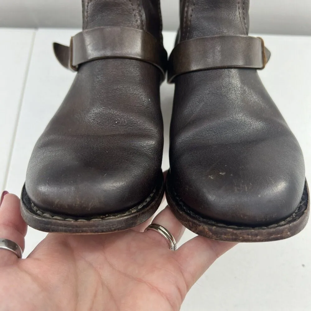 Rag & Bone Size 6.5 Harper Moto Boots Ankle Booties Dark Brown Leather Comfy - Image 10