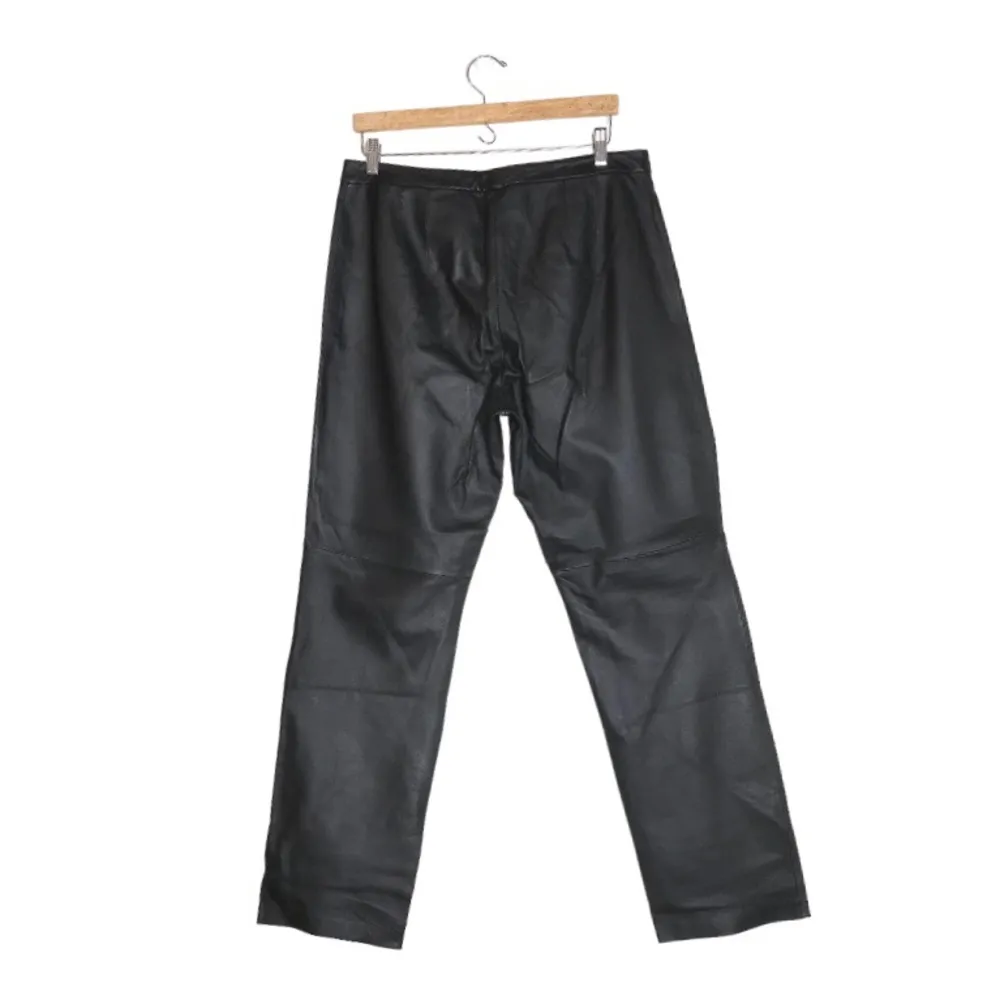 Vintage 90's Y2K Newport News Black Leather High Rise Straight Leg Pants - Image 3