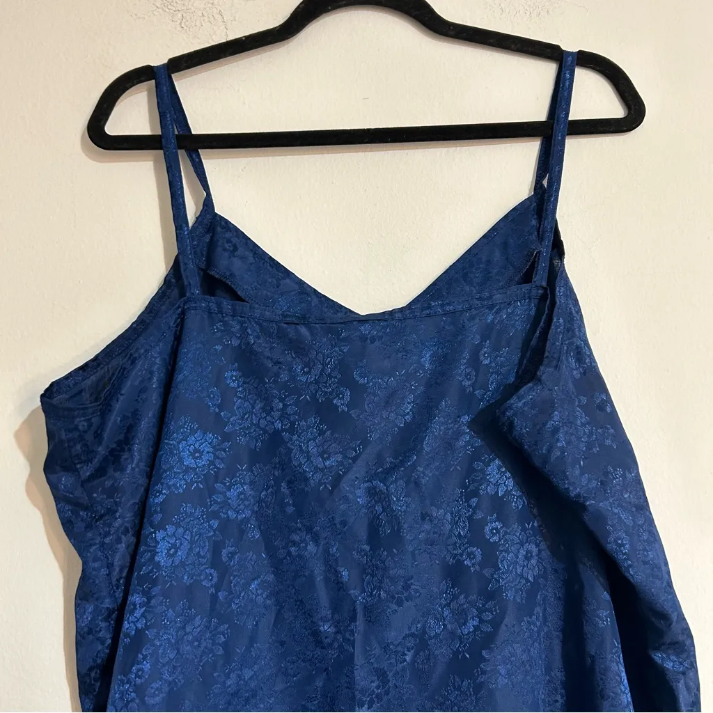 Vintage Blue Floral Embossed Slip Midi Dress Size 1X Fairy Witchy Whimsygoth - Image 7