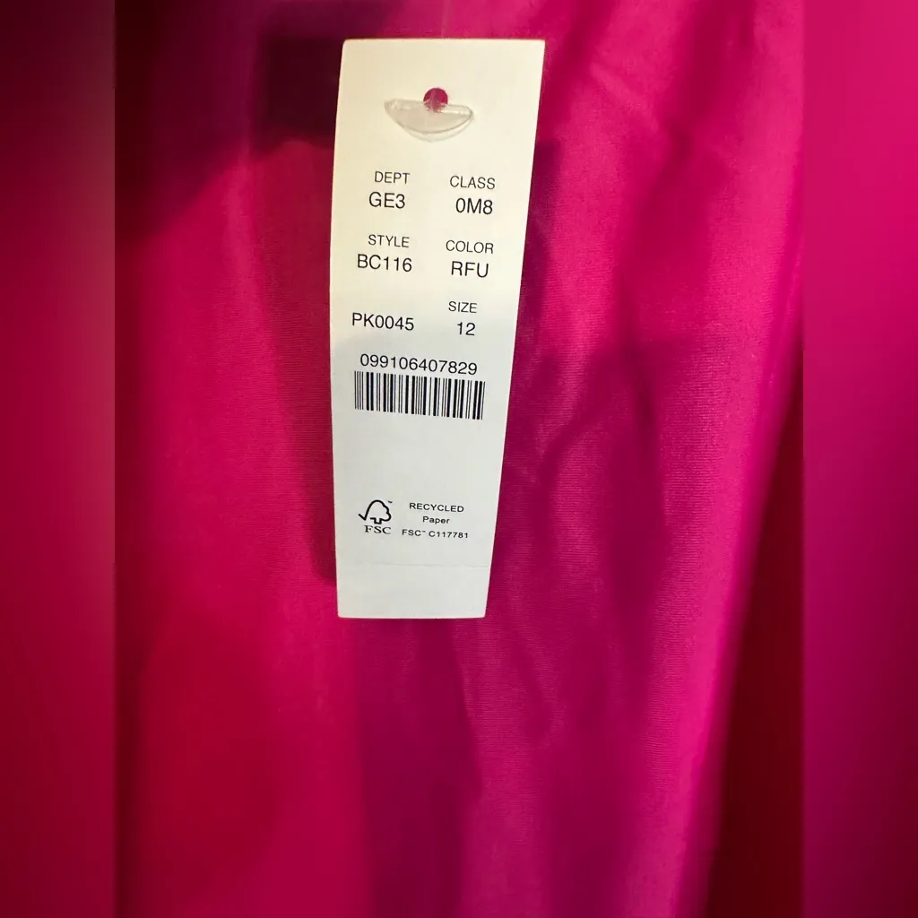 J Crew SwimSuit‎ Women’s Size 12 Pink Fuchsia Ruched One-Piece V Neck Beach NWT - Image 9