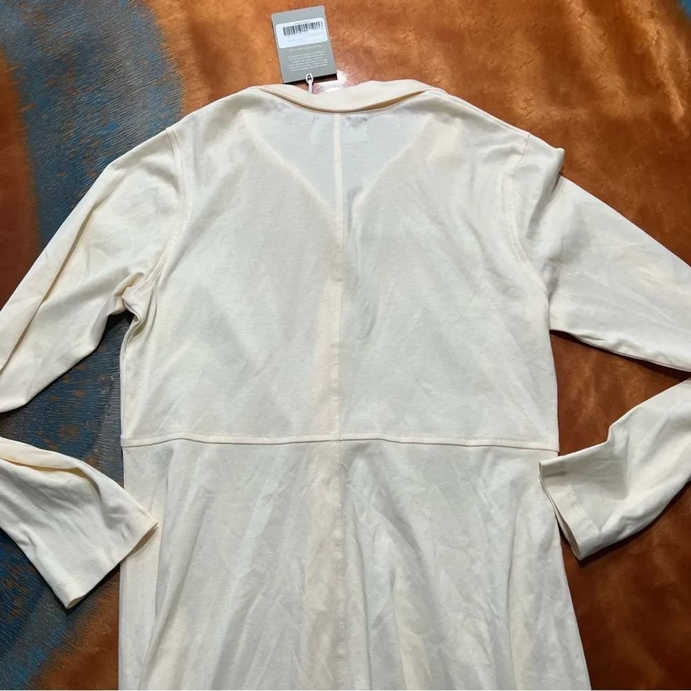 NWT Everlane Luxe Cotton Long Sleeve Button Front Dress Medium Cream colored - Image 9