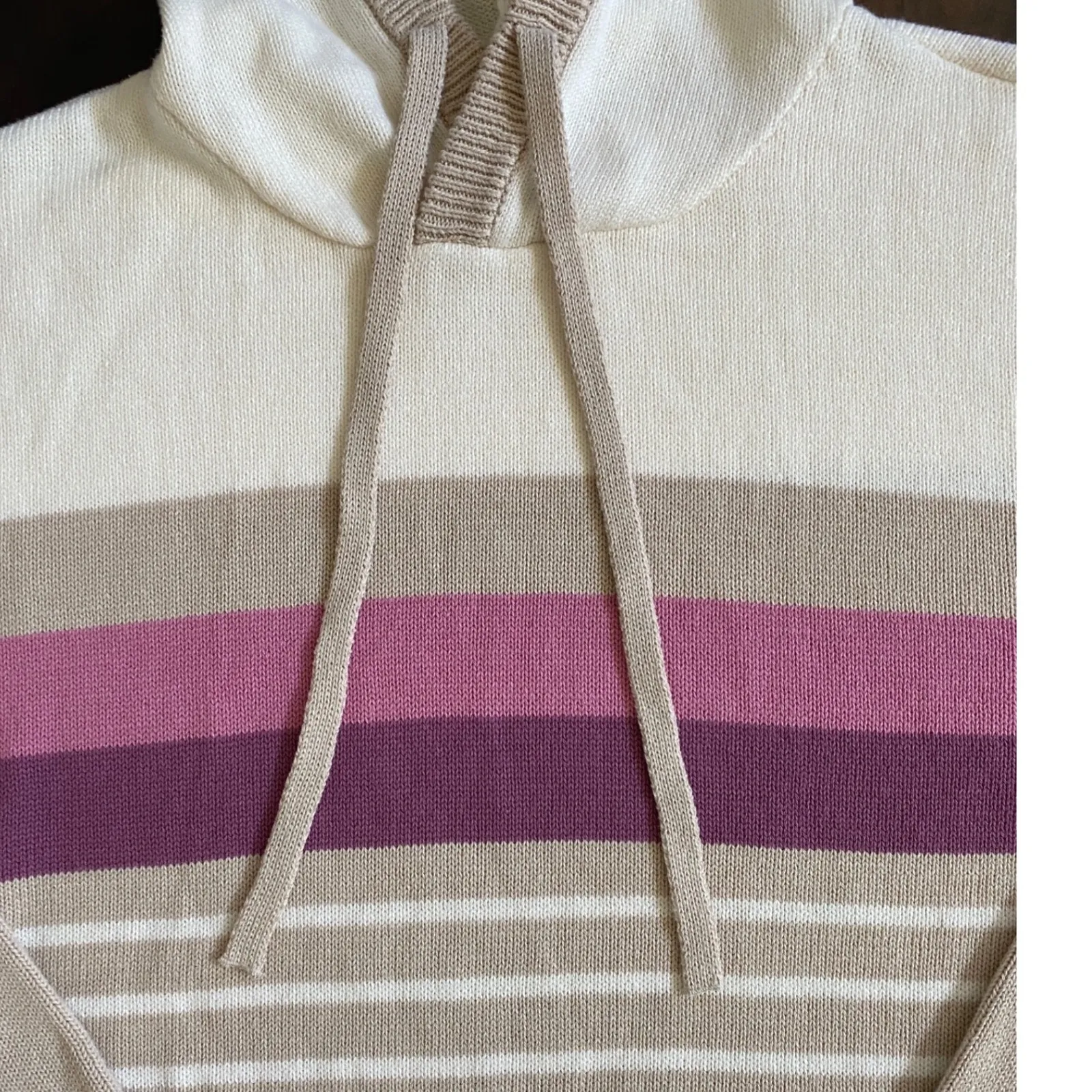 LOFT Outlet Women's Striped Pullover Hoodie Sweater Cotton Blend Casual Comfy- L - Image 4
