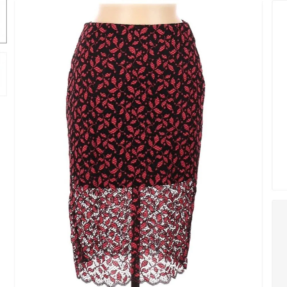 Zara Trafaluc Lace Red Skirt Medium - Image 4