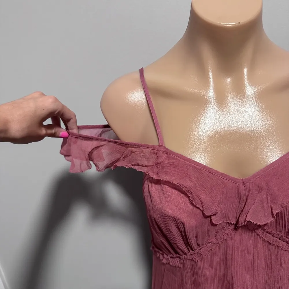 Moulinette Soeurs Anthropologie Ragan Ruffled Dusty Pink Mauve Feminine Dress - Image 6