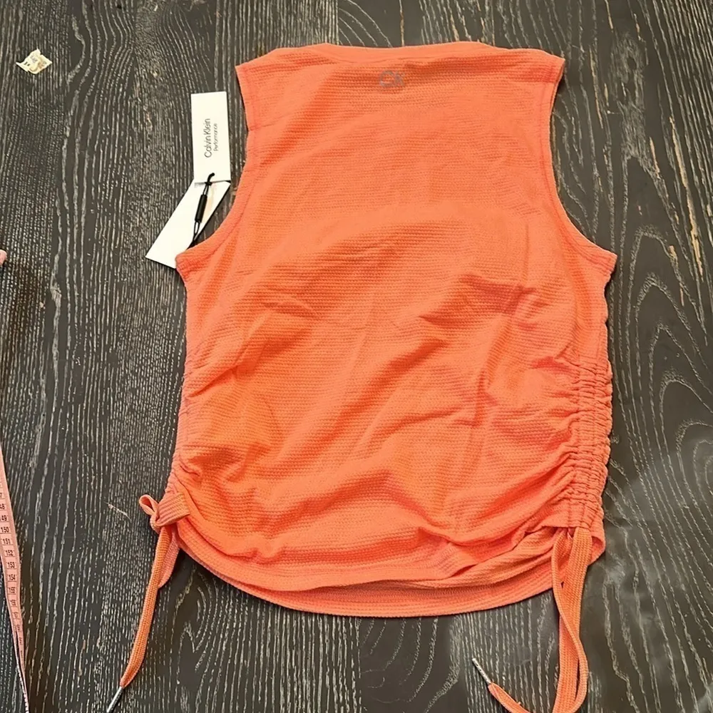 Calvin Klein Performance orange cinched side athletic top sz Small Cotton blend - Image 6