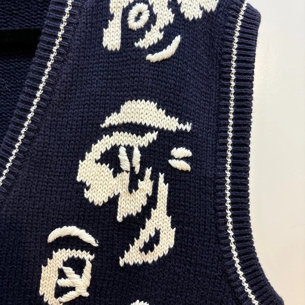 Vintage Lily’s of Beverly Hills Blue Floral Knit Sweater Vest, Sz M Size M - Image 3