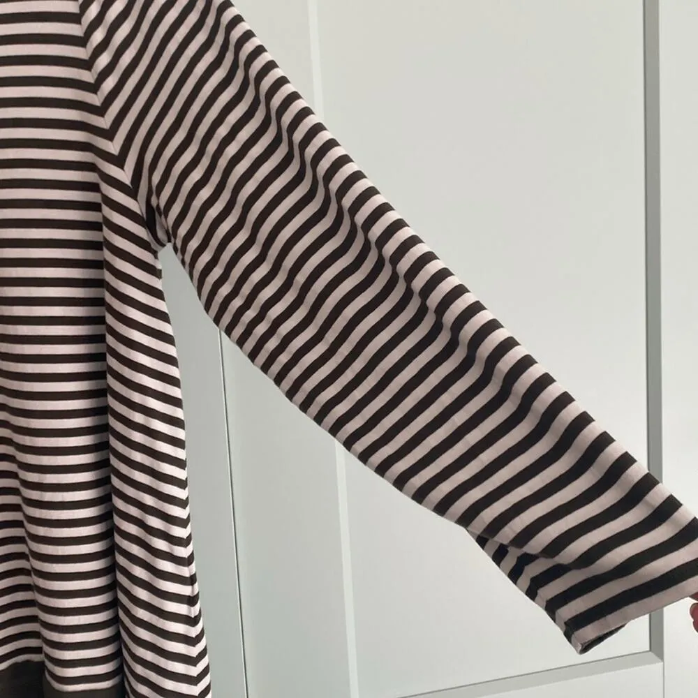 Chicos sheer shark bite hem green and white stripe long sleeve tunic sz 3 XL - Image 3