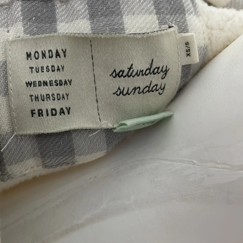 ANTHROPOLOGIE Saturday Sunday Robe Gray Checkered Pattern - Image 8