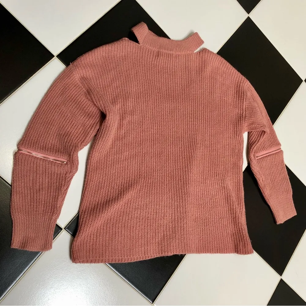 Cici Muted Pink Dusty Rose Pullover Knit Sweater Collar Choker Boxy Coquette M/L Size M - Image 6