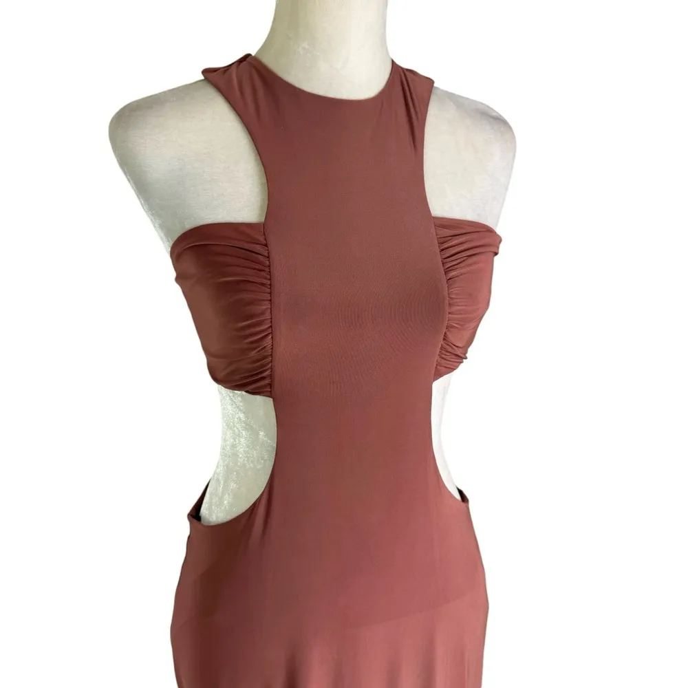 MISA LOS ANGELES Lyra Cut Out Jersey Knit Maxi Dress Cocoa Brown Size S NWT - Image 8