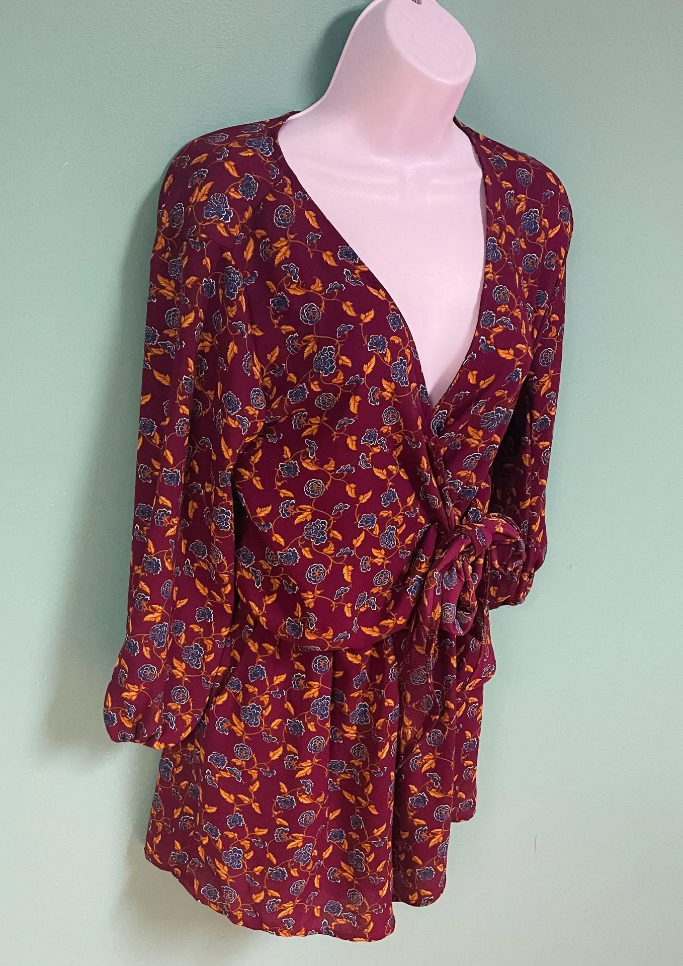 Francescas Alya Long Sleeve Floral Wrap Romper - Image 3