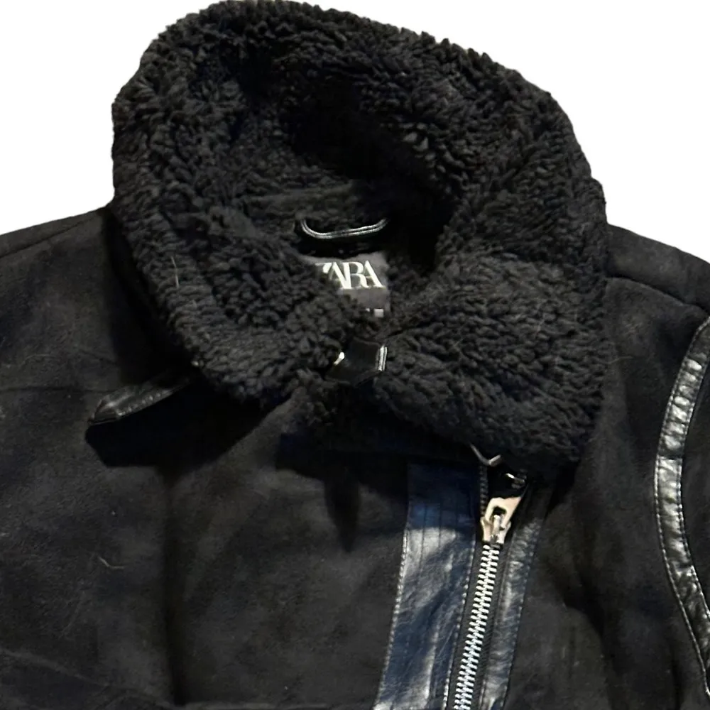 Zara Double‎ Faced Jacket Black Moto Style Buckles Zippers Large 6318/226/800 - Image 2