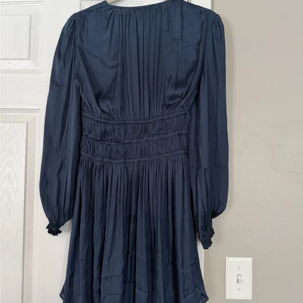 Maje Royal Navy Blue Long Sleeve Mini Dress Datenight Party Size EU36/ US Small - Image 6