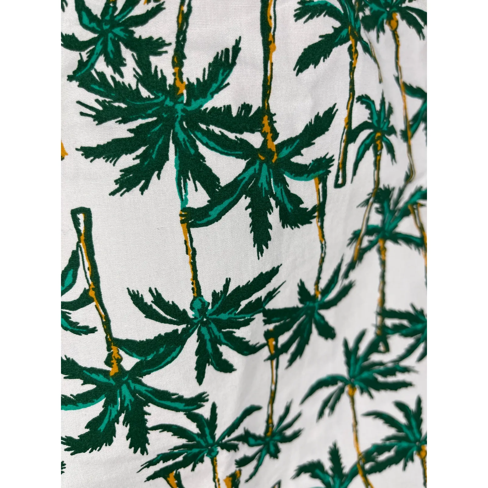 J. Crew Poplin Button Front Palm Tree Short sleeve Bow Tie‎ Top Size Large - Image 7