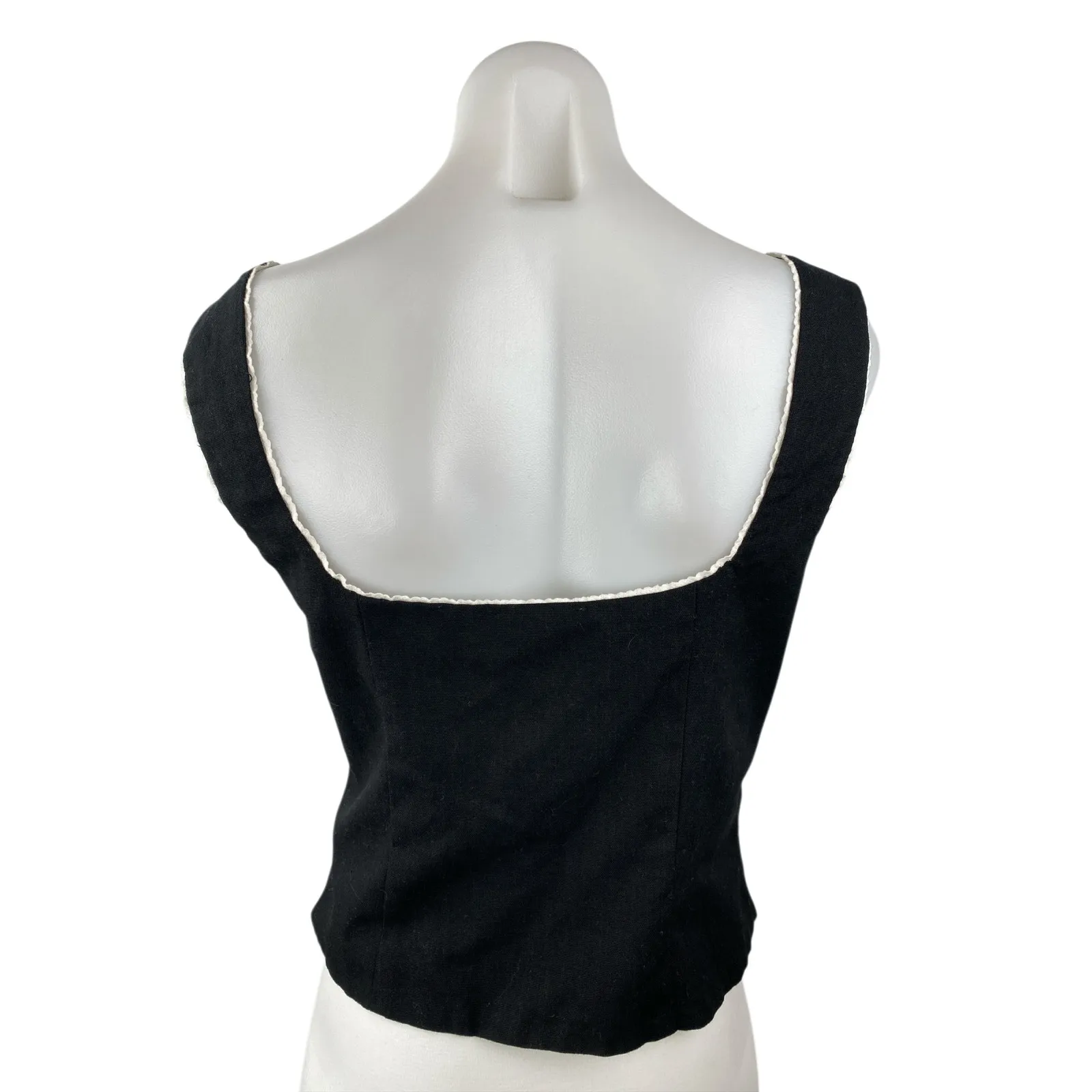 Victoria + Sophia Black Lace Up Corset Bustier Sleeveless Cami Blouse Tank Top L Size L - Image 2