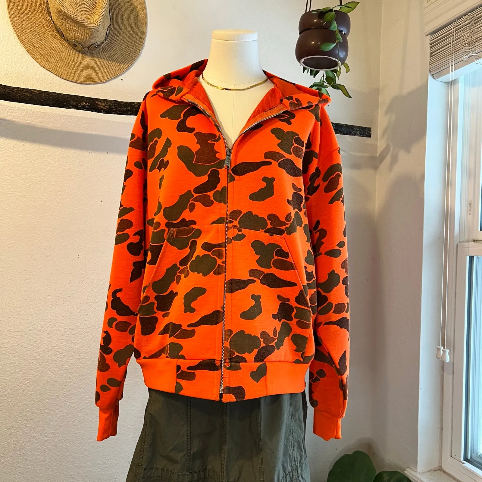 Sno King USA Made Blazer Camo Zip Up Hooded Sweatshirt Jacket Size XL Unisex Orange - Image 5