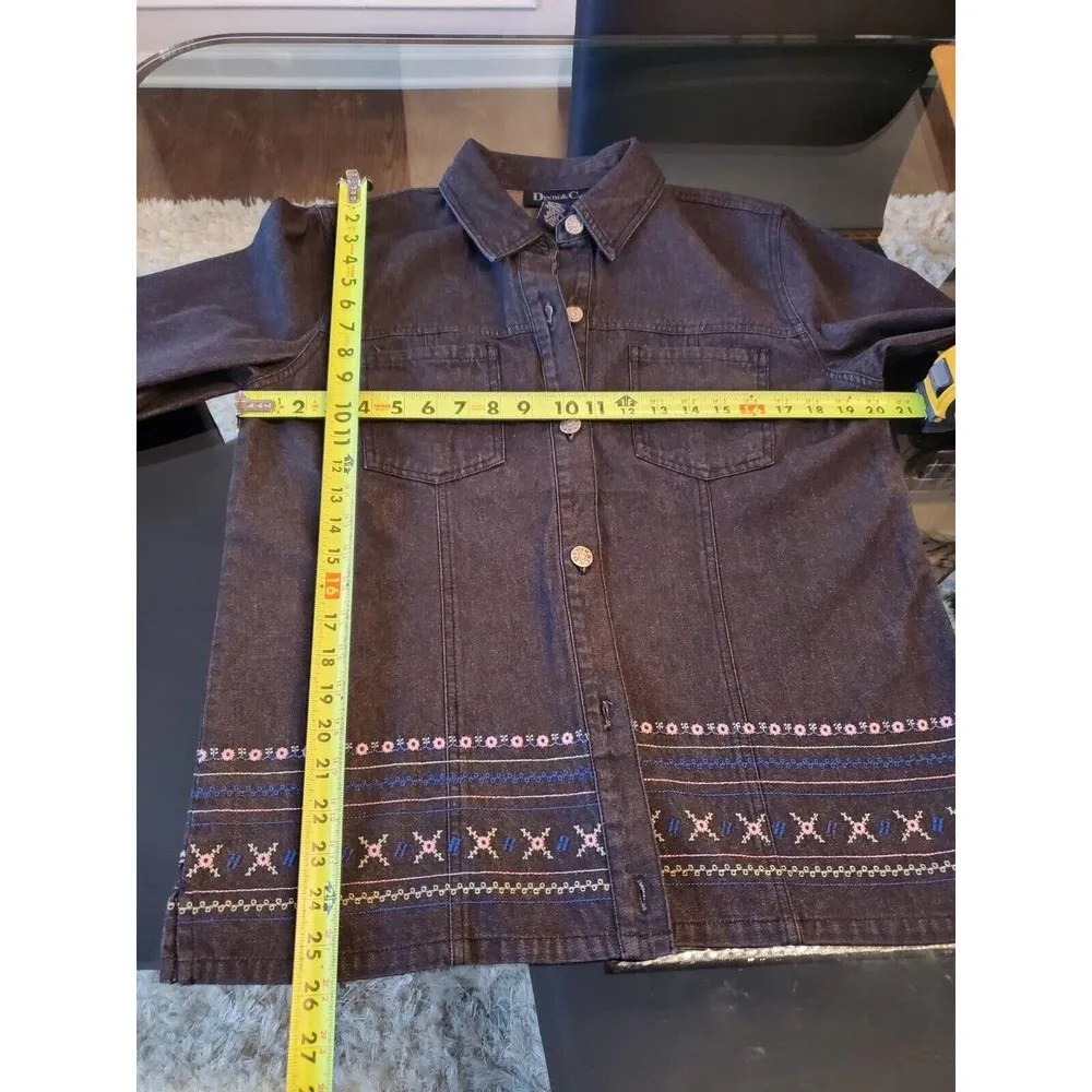 Denim & Co Women Gray 100% Cotton Long Sleeve Jacket & Skirt 2 Piece Suit Size S - Image 11