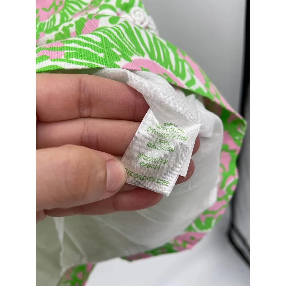 Lilly Pulitzer Liz Shift Dress Sunnyside Lion Print Green Pink Big Cat Size 00 - Image 5