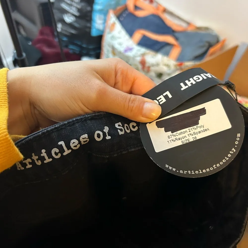 NWT Articles Of Society Shannon Black Straight Leg Jeans - Image 3