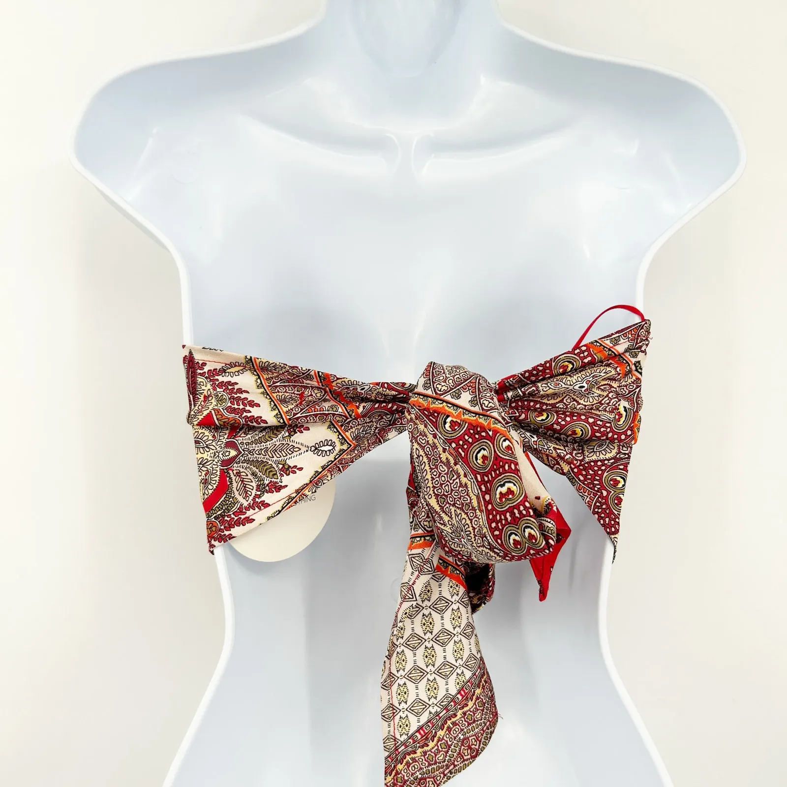 Cotton Candy LA Womens Boho Summer Strapless‎ Tube Scarf Bandana Crop Top XS/S Red - Image 6