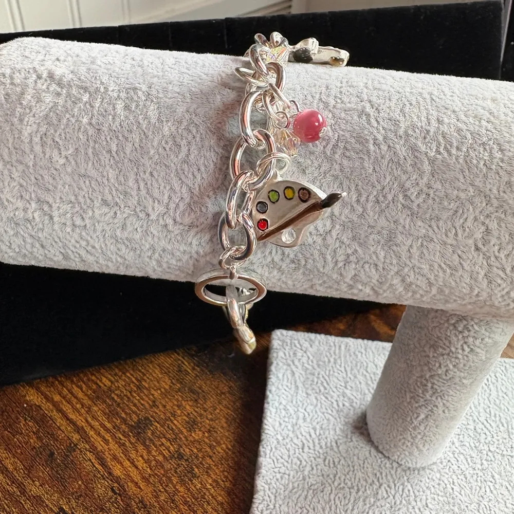 Colorful Charm Bracelet with Silver Chain - Image 6