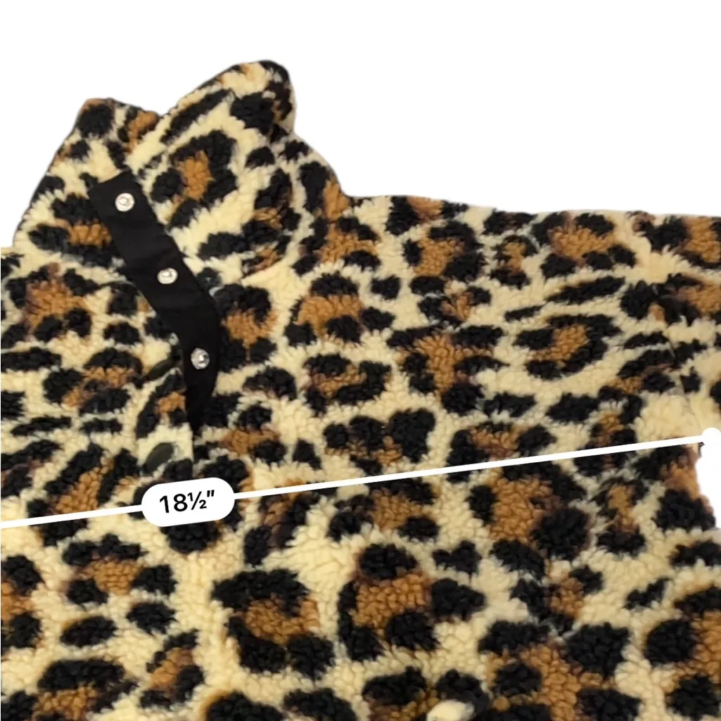 J. Crew Vintage Fleece Snap-collar sherpa sweatshirt in leopard NEW Size XXS - Image 7