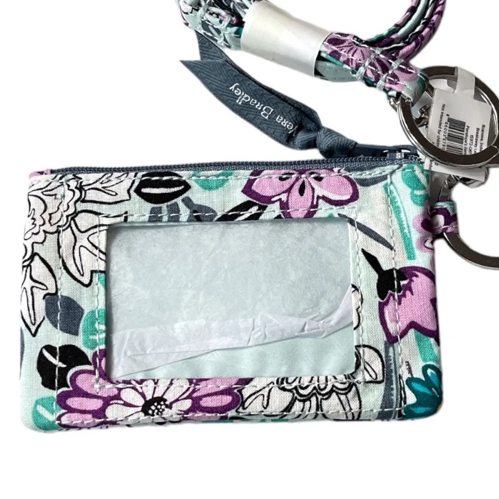 Vera Bradley Penelope’s Garden Lighten Up Zip ID Case and Lanyard Blue Purple - Image 4