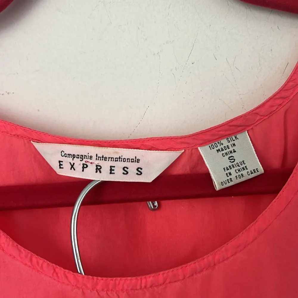 Vtg 90s Express Vintage Pink Silk Cropped Boxy Sleeveless Blouse and skort Sz S - Image 3