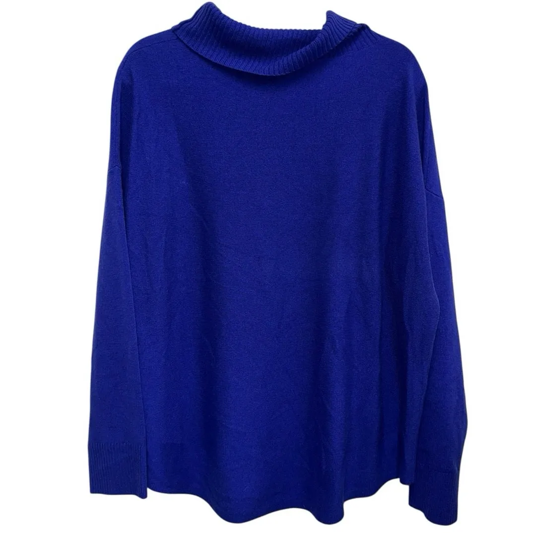 Eileen Fisher Wool Sweater Large Purple Turtleneck Minimalist Luxury Knit - Image 3