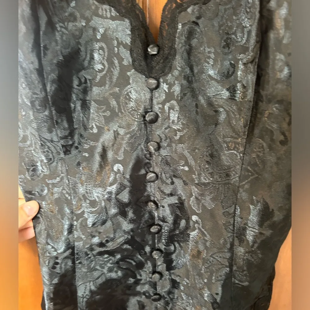 Vintage 90s Victoria Secret Black Satin Bodysuit - Image 2