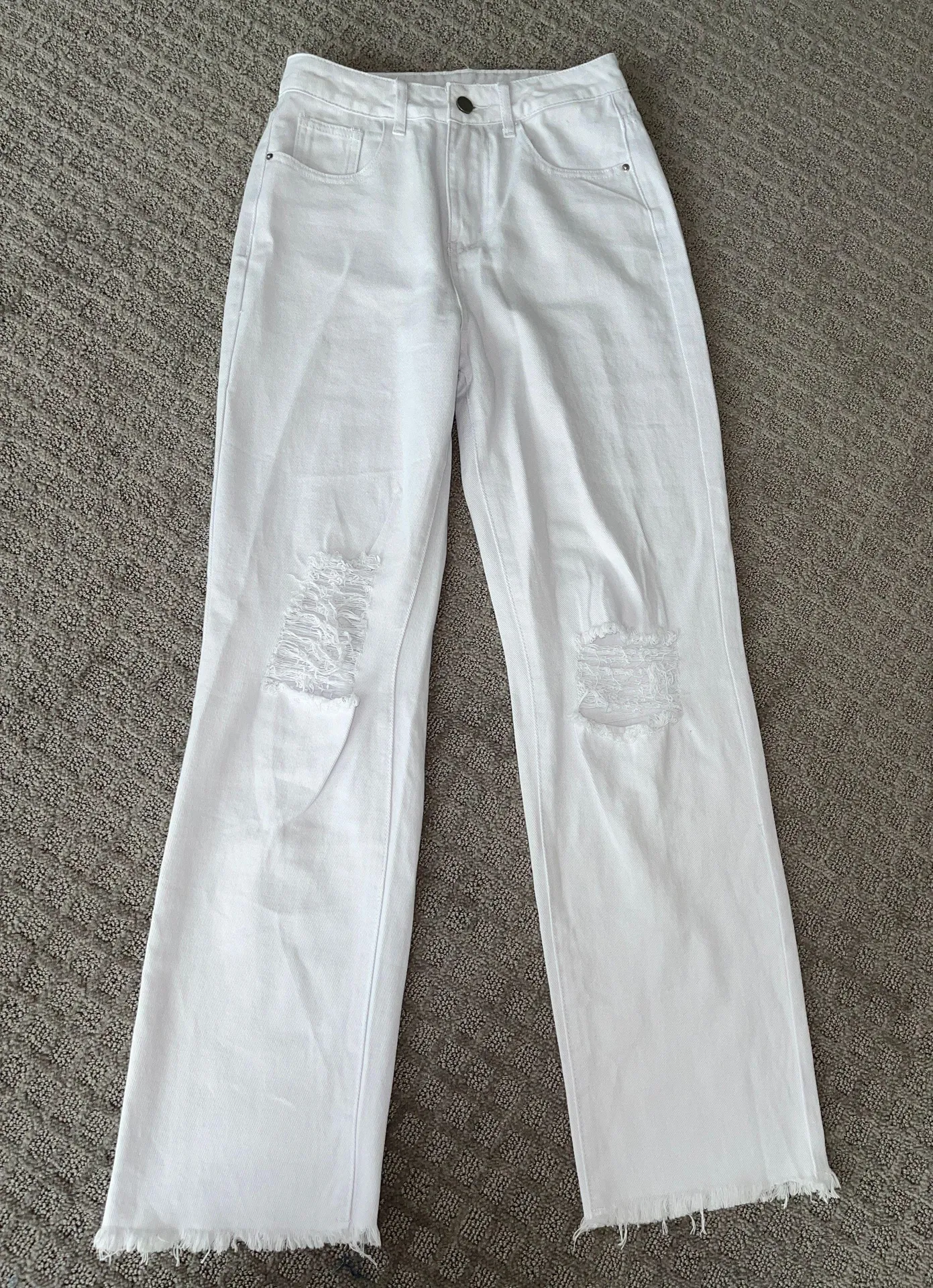 White Denim Straight Jeans Size XS - Image 2