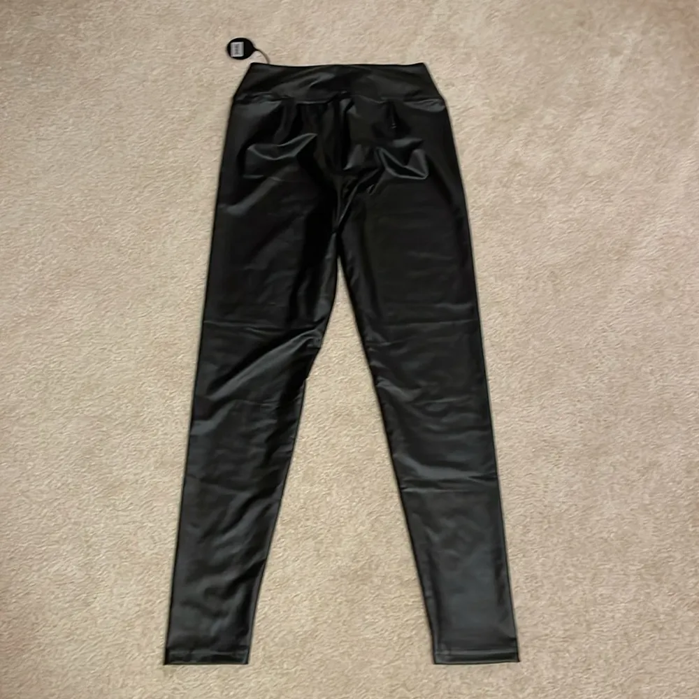 Aerie Black Faux Leather Leggings - Image 4
