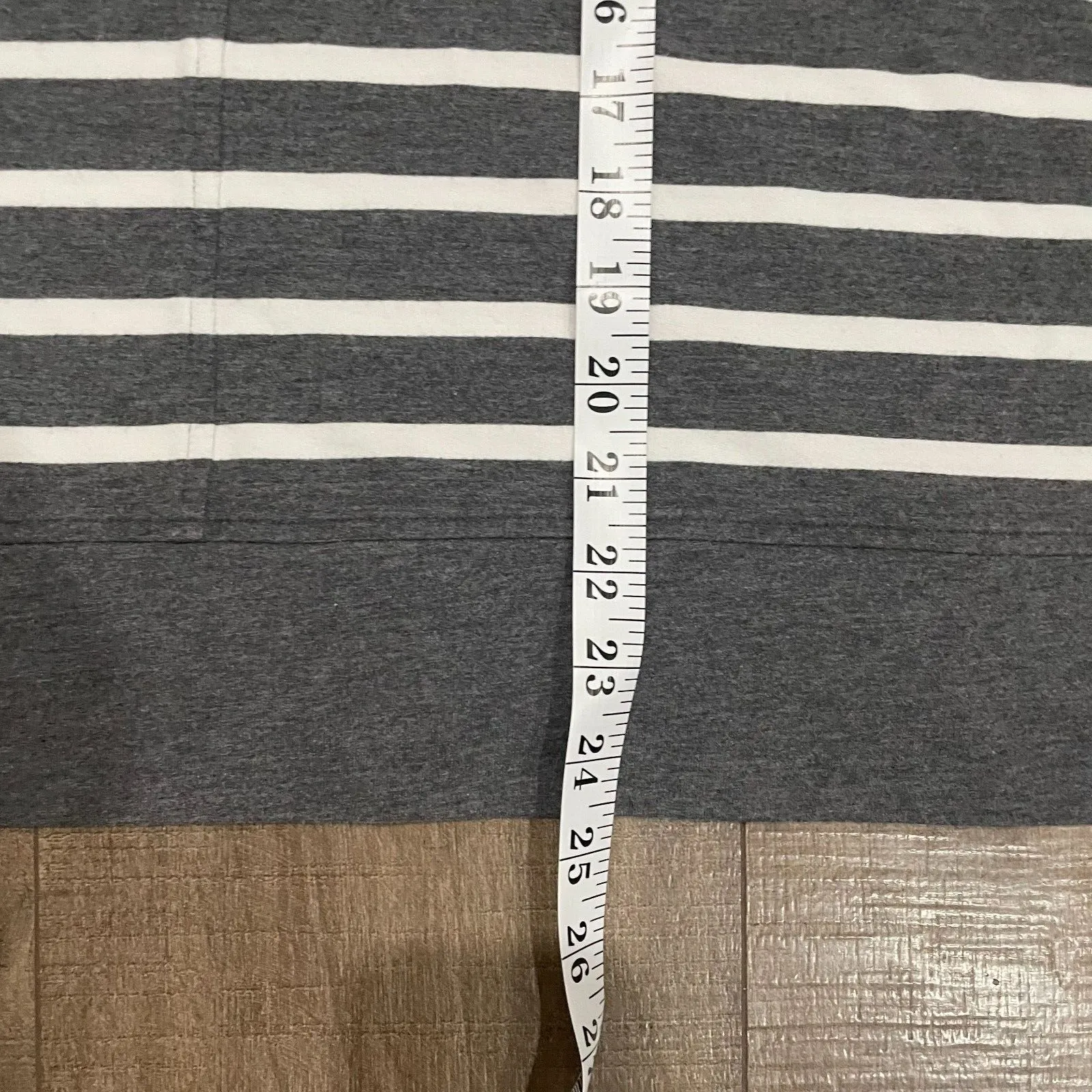 Cabi‎ Hoodie Women's L Gray White Striped Rope Lace Up V Neck Hooded Tie Preppy - Image 15