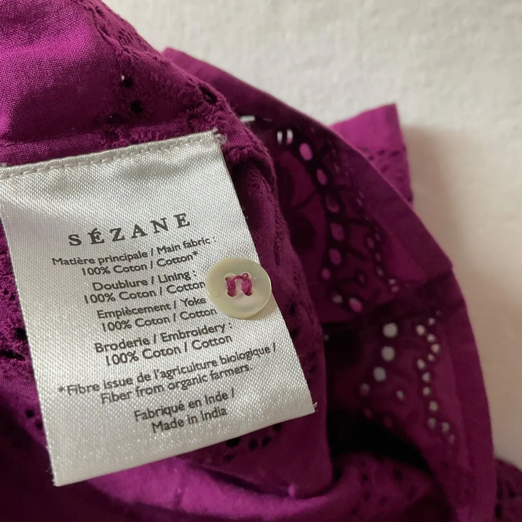 NWT Sezane Elsa Embroidered cotton Eyelet purple Top blouse Size 40 US8 bust 40 - Image 4