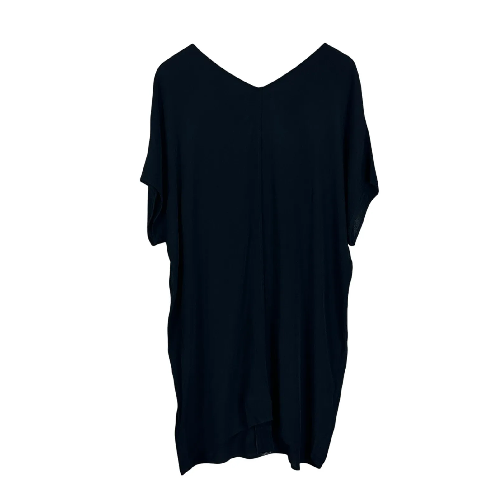 Madewell Mini Dress Womens M Black Viscose Faux Leather Trim Minimalist Chic - Image 4