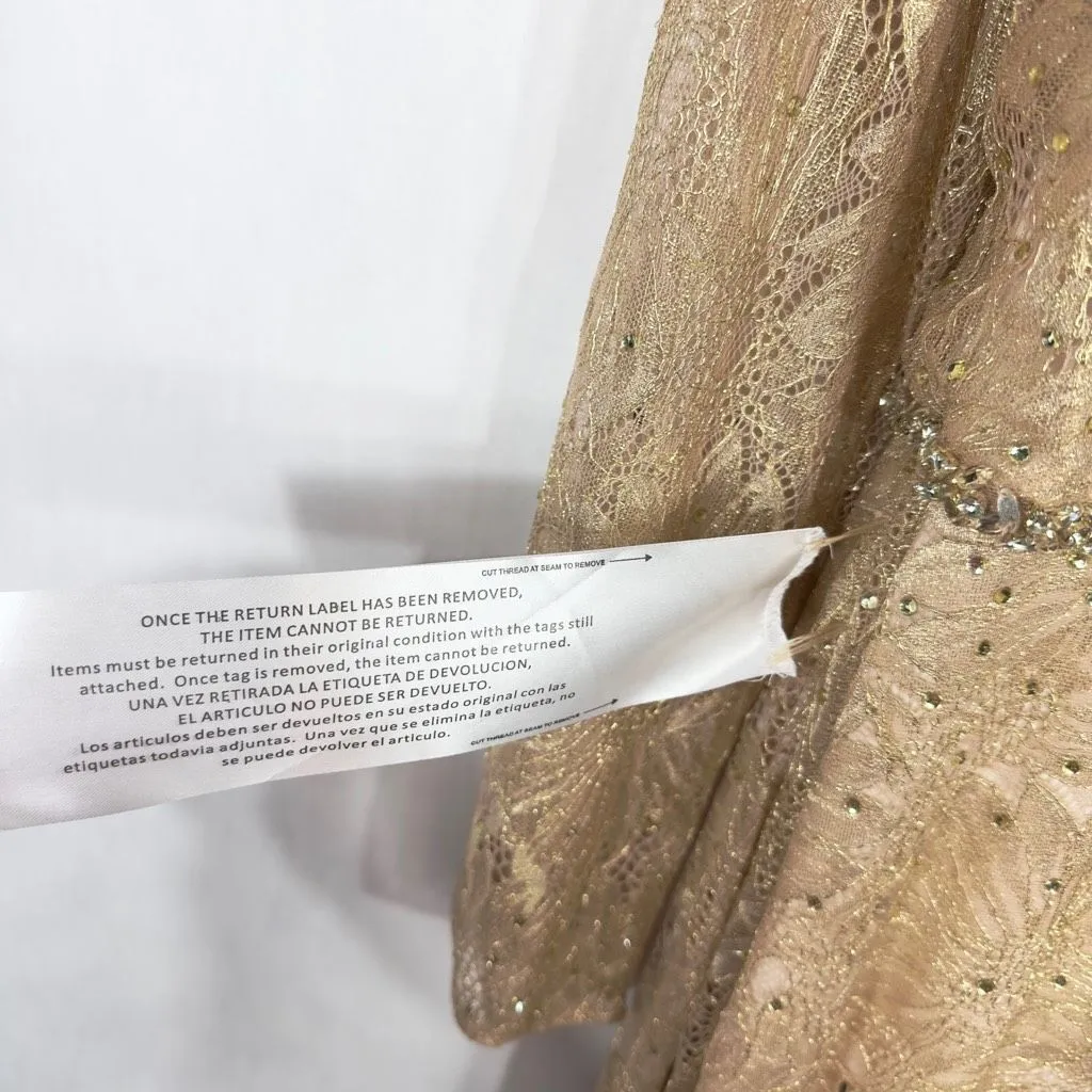 Mac Duggal Evening Gown Size 16 Dress Rose Gold Rhinestone Beaded Lace‎ NWT F - Image 9