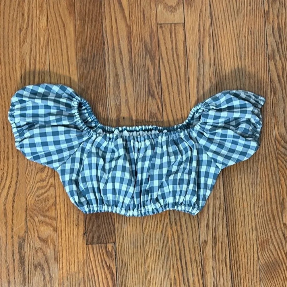 NWOT Faithfull the Brand Corsica Bikini Top Swimsuit Gingham‎ Blue  M - Image 2