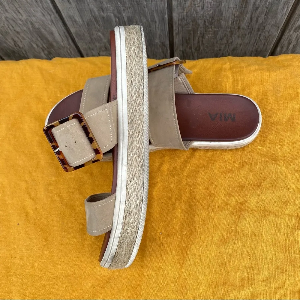 MIA Two Strap Tan Espadrille Platform Sandal Size 9.5 - Image 3