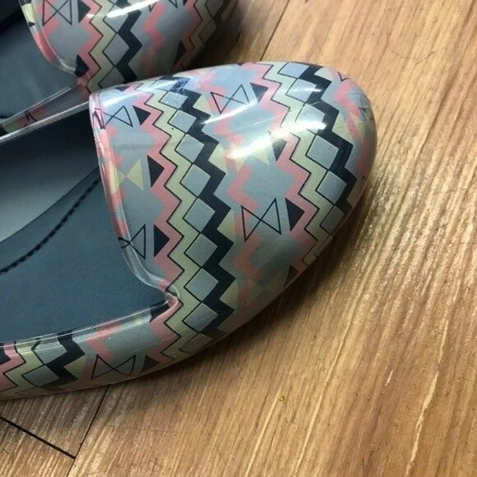 Mel by Melissa‎ Mini Dreamed Womens Shoes Size 8 Glow Loafers Jelly Geometric Blue - Image 6