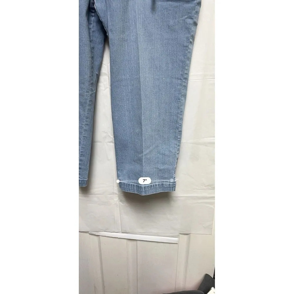 Pappagallo Pants Women's Size 12 31 Blue Floral Ankle Capri Blue Denim CEB - Image 5