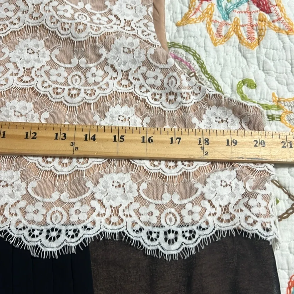 Jessica Simpson size 14 layered lace tiered dress black cream sleeveless formal - Image 6