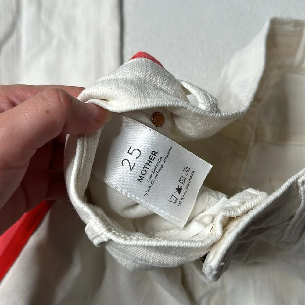 Mother Jeans The Mid Rise Dazzler Crop in Whipping the Cream Pink Racer Red Size 25 - Image 4