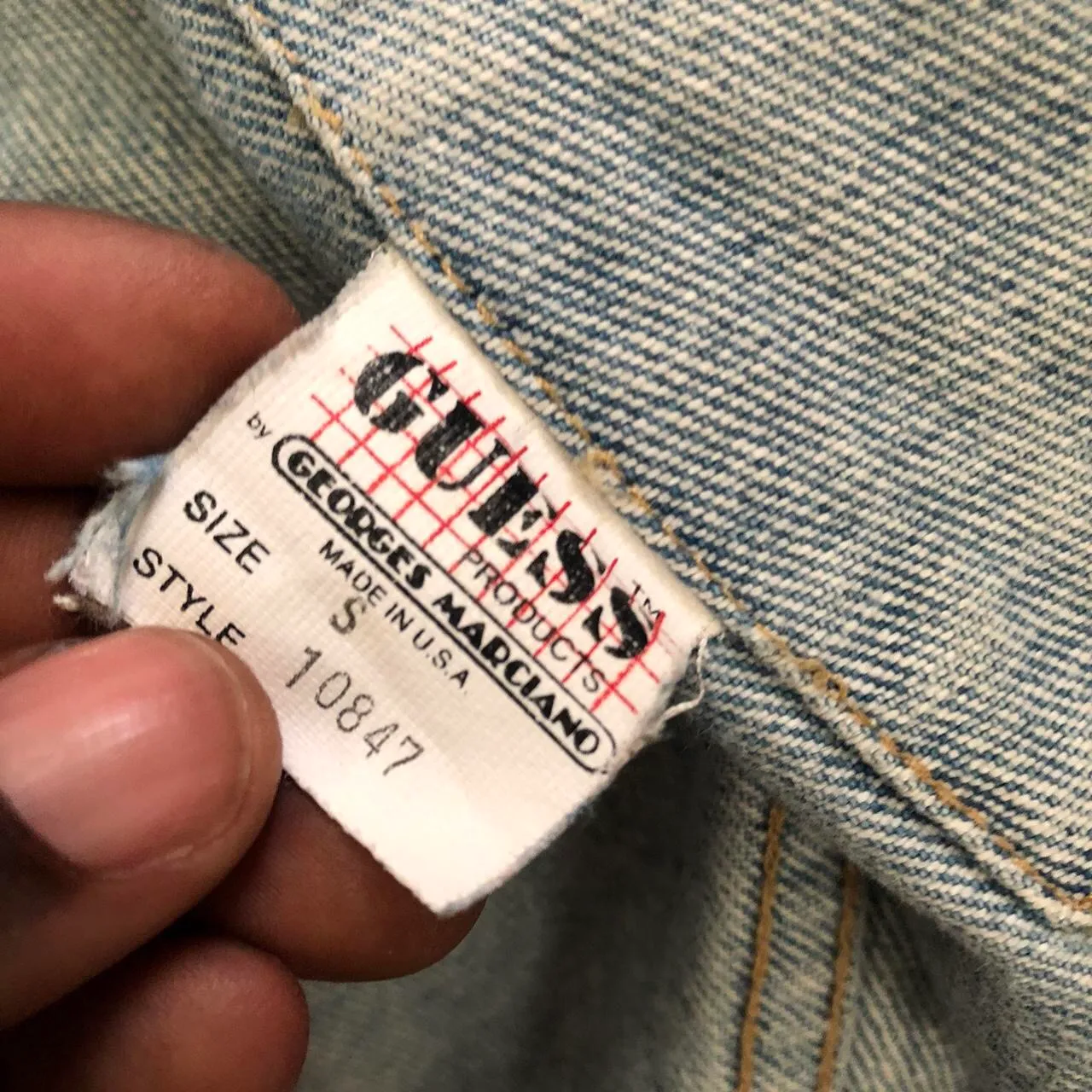 Vintage VTG Georges Marciano  light blue denim jacket faded wash-brown faded color tone. Size 6/S, measurements in pics - Image 8