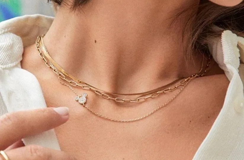 X Disney Mickey Mouse and Minnie Asymmetrical Necklace Set - Image 5